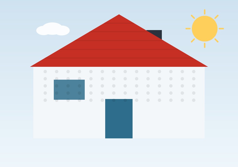 Block and base roofing on an older Houston home